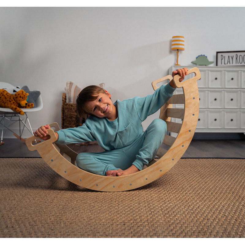 Natural Pine Montessori Indoor Climbing Gym with Slide