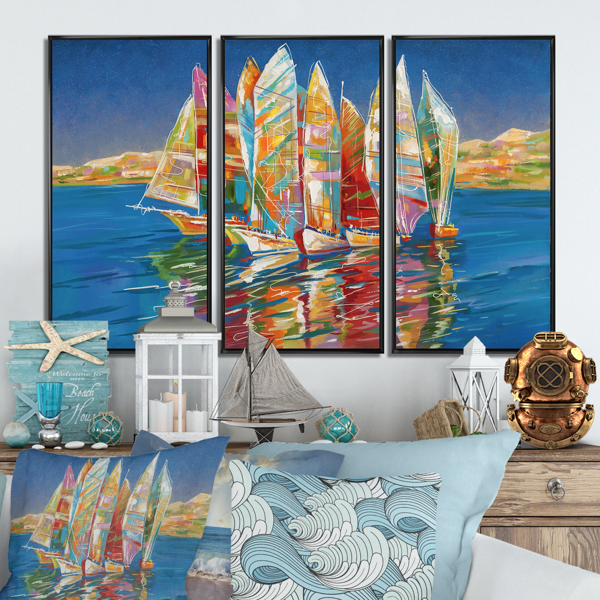 sailboat art framed