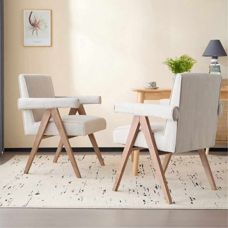 Fauteuil de salle à manger en tissu, Beige