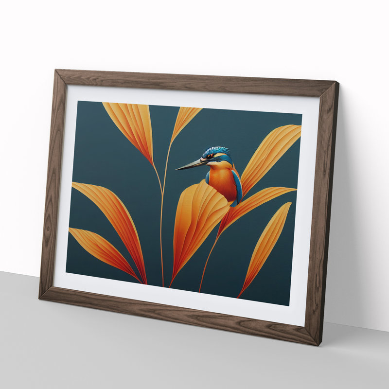 Kingfisher Deco - Single Picture Frame Print, 46cm H x 64cm W x 2cm D, Walnut