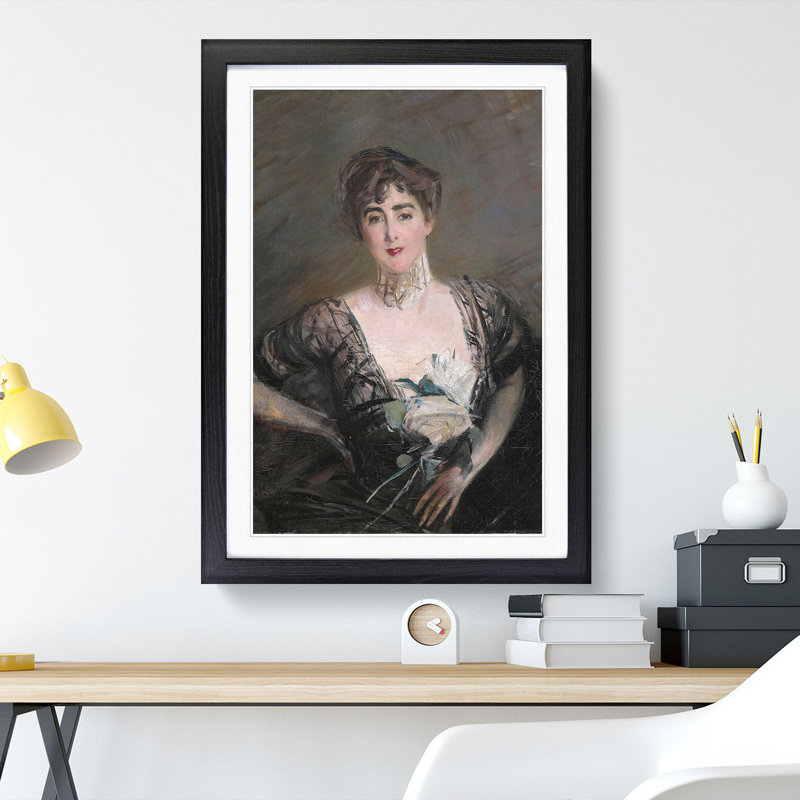 Josefina Alvear De Errazuriz by Giovanni Boldini - Picture Frame Painting, 48cm H x 36cm W x 2cm D, Black