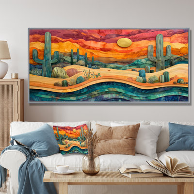 Cactus du désert sur un plateau en bois II - Cactus, art mural