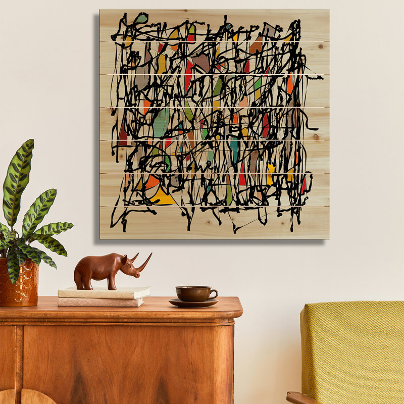 Reproduction d'art en bois sur bois - Pollock Wink II par Angel Estevez