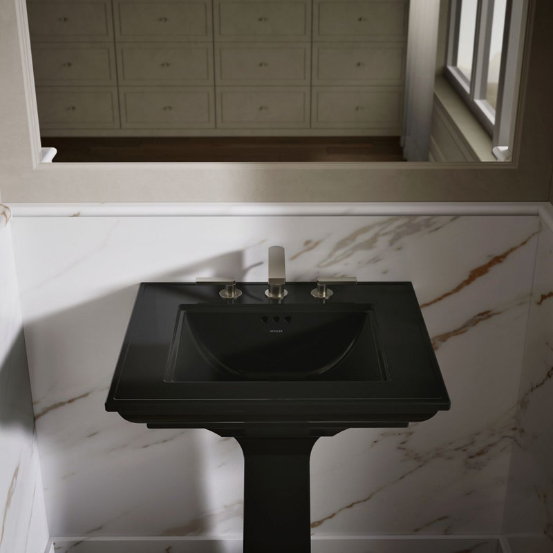 Memoirs® Stately 24" Pedestal Bathroom Sink with 4" Centerset Faucet Holes, 8" Centers, 34.75" H x 20.5" W x 24.5" L, Black