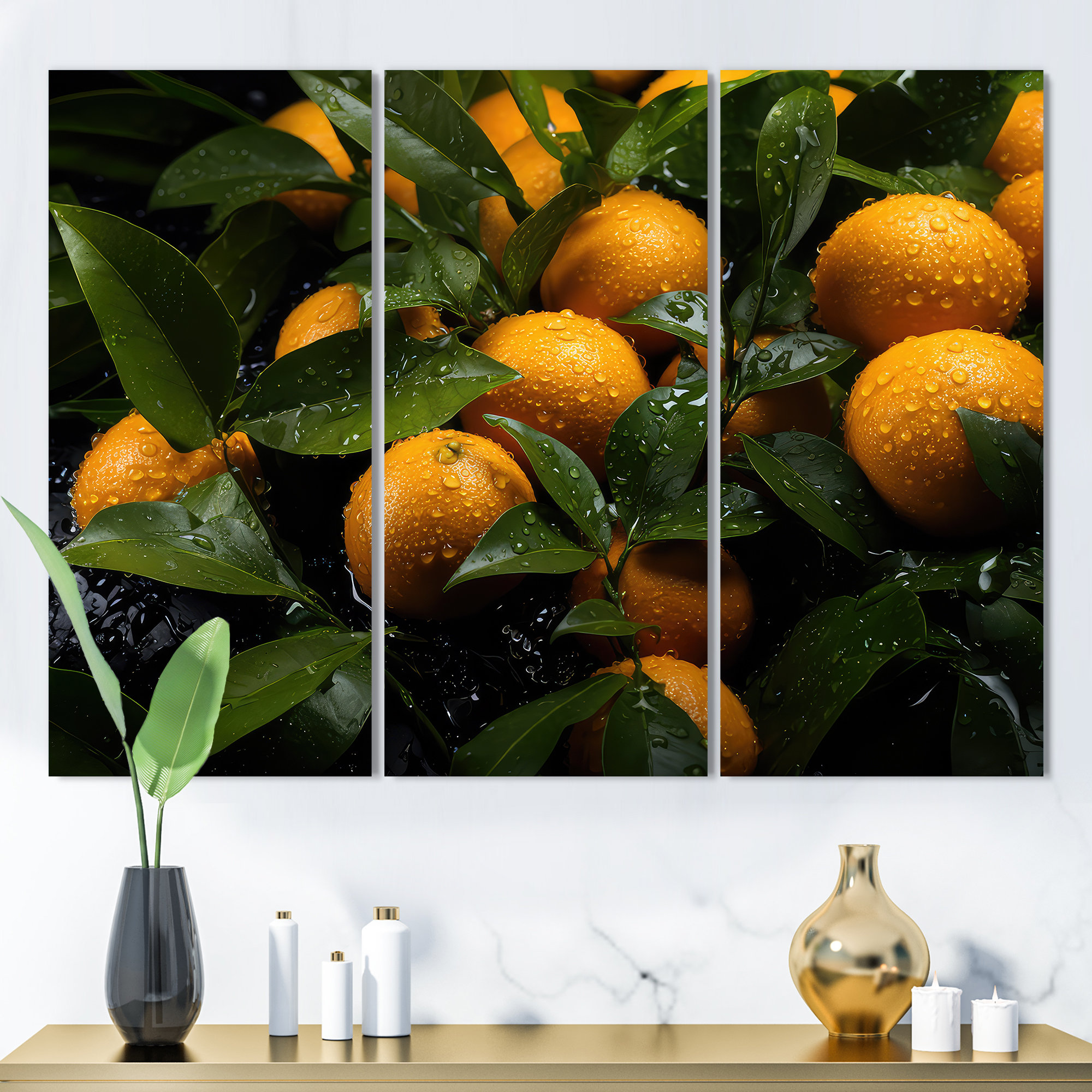Ebern Designs Fresh Bright Oranges I Fruits Metal Wall Decor Set