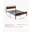 Queen Size Bed Frame, 14 Inch Black Metal Platform Bed Frame with Retro Brown Wooden Headboard and Footboard, Large Under-Bed Storage, Non-Slip Without Noise, No Box Spring Needed, Easy Assembly-128103402