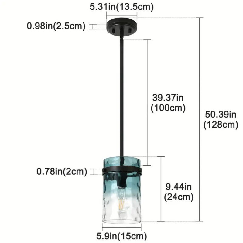 Luminaire suspendu moderne en verre dégradé, Bleu dégradé