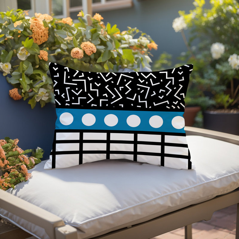 Oreiller rectangulaire réversible intérieur / extérieur Poptik, Rectangulaire H 18 po x l 25 po, Turquoise