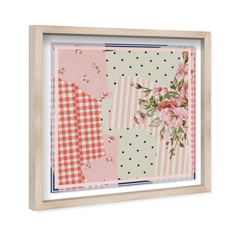 Patchwork Glam Print by Oliver Gal, 25.5"H x 25.5"W, Natural Oak Shadowbox