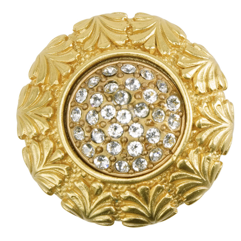 VERONA KNOB; CLEAR CRYSTAL;, 1 3/8", Gold