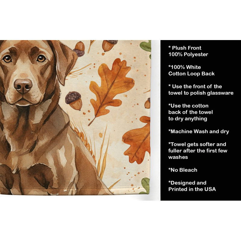 Chocolate Labrador Retriever Heirloom Fall Kitchen Towel, Chocolate Labrador Retriever
