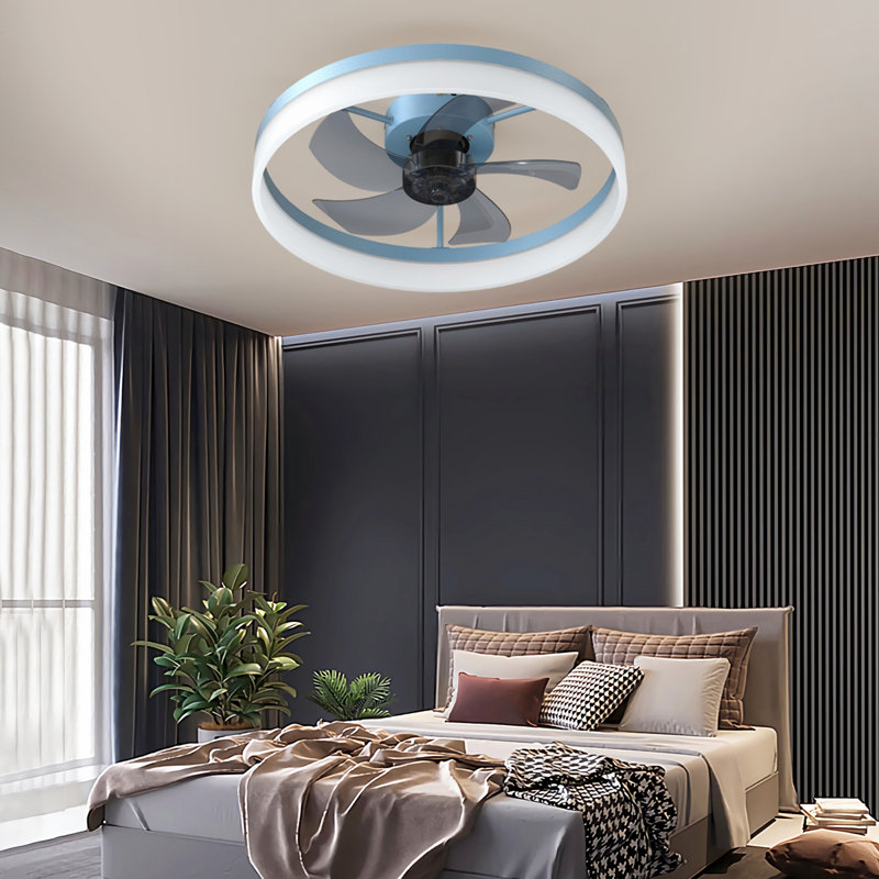 Ventilateurs de plafond avec lumières à DEL à intensité variable Installation intégrée de minces ventilateurs de plafond modernes, 6 options de vitesse