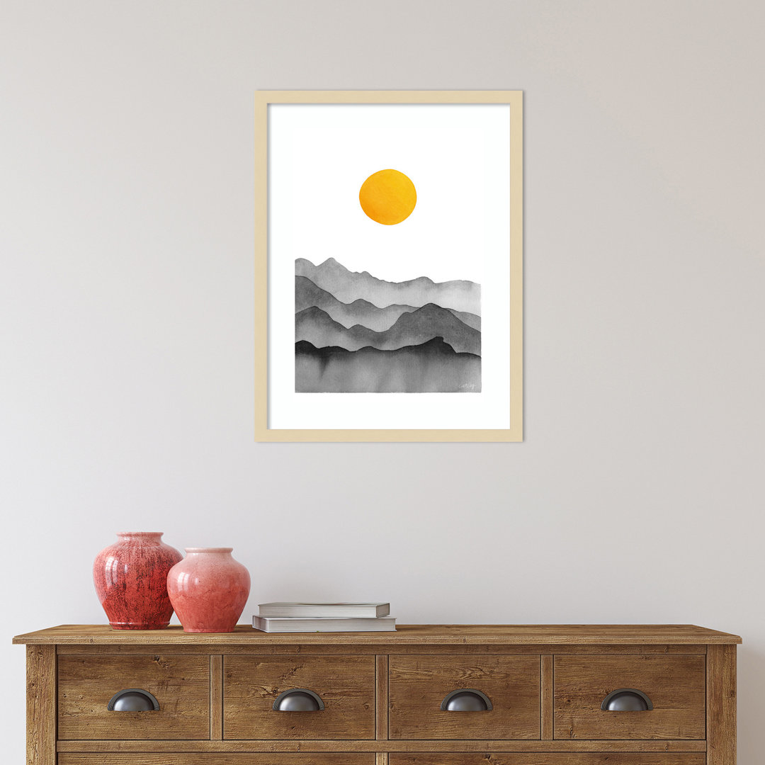 Boca " Black Yellow Mountain Range Silhouette " by Cat Coquillette Loon Peak® Frame 