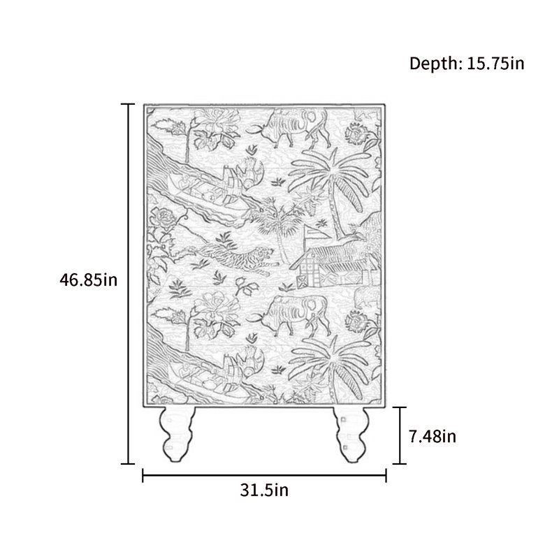 Commode de rangement en bois à cinq tiroirs