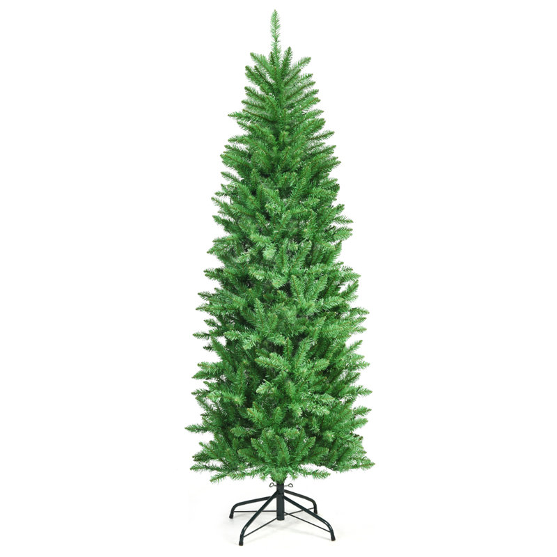 Arbre de Noël artificiel pin vert avec lumières claires/blanches, H 6 pi