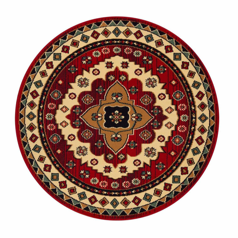 Tapis tissé à la machine Aztec Southwestern, Rond 5 pi