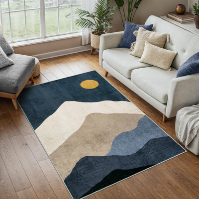 Tapis GST Fluid Mountainscape - Accent bohémien vibrant avec envers antidérapant