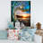 Colored Ocean Waves Falling Down - Modern Seashore Glossy Metal Wall Art-35061623-35061626