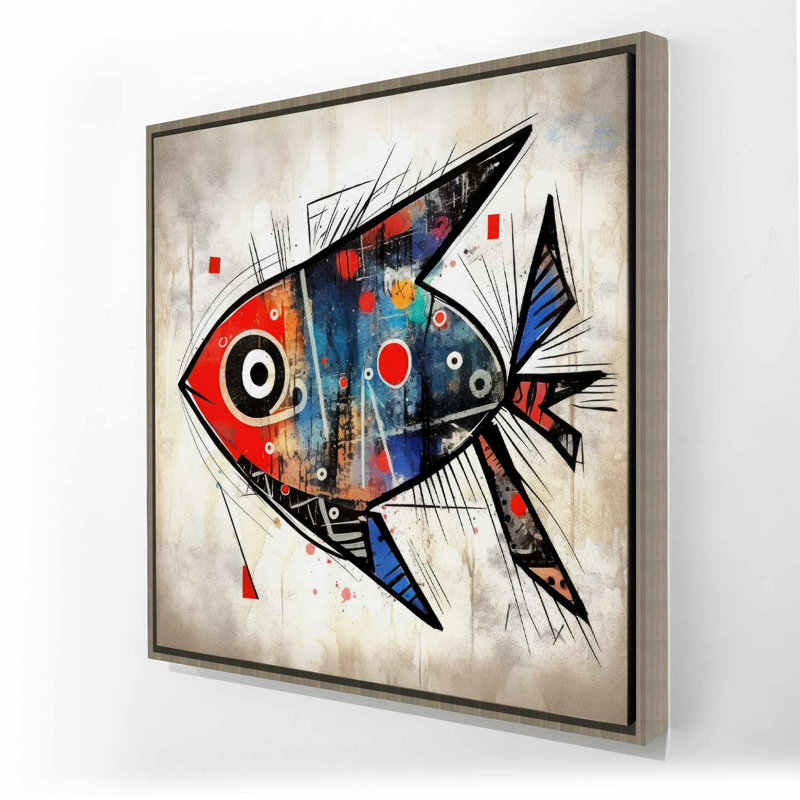 Toile encadrée Fish Fishe | Décoration de chambre minimaliste aquatique