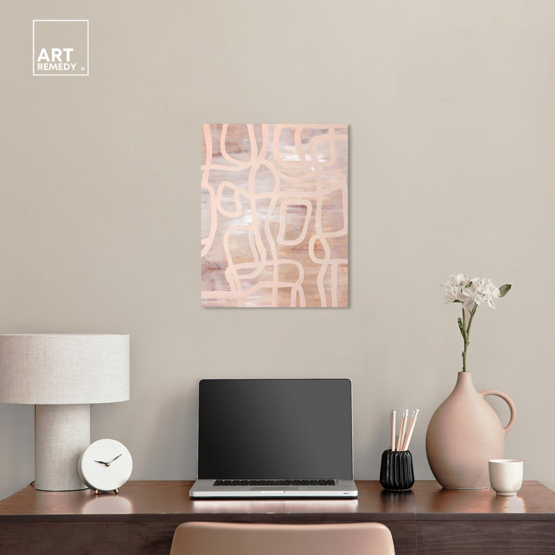 Boho Minimalist Abstract Canvas Art in Beige and Light Brown