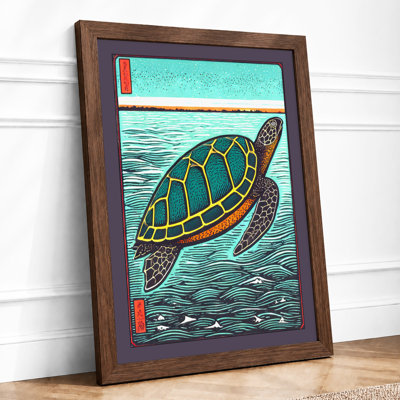 Turtle In Open Water Japandi - Print
