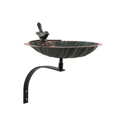 Scallop Shell Birdbath with Wall Mount Bracket