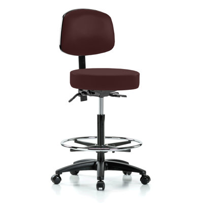 Tabouret de médecin à hauteur ajustable avec dossier et repose-pieds Gustav PERCH | Hauteur du banc élevé: 25 à 35 po
