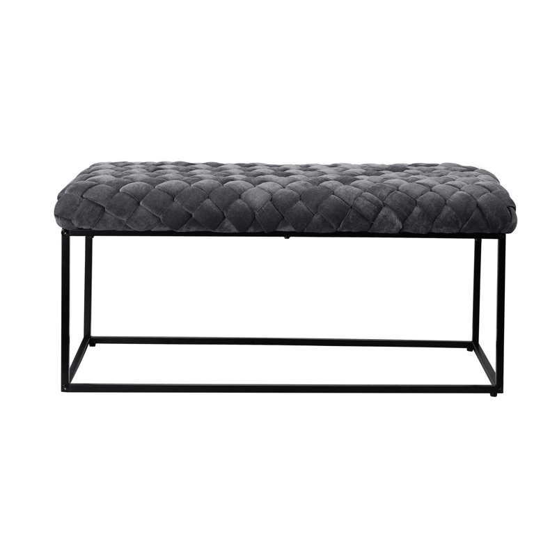 Banc rembourré en velours 39 po Gemma, gris