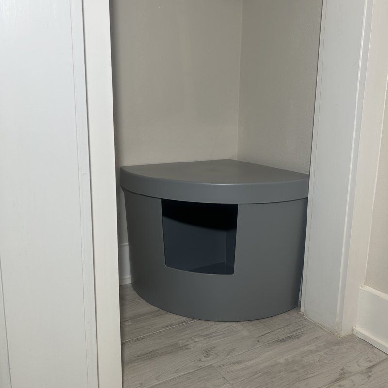 Grand bac à litière d'angle pour chat, Gris, 16.5" H x 25" W x 17.5" D