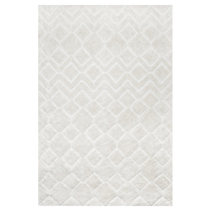 Motif géométrique touffeté à la main Danery Tapis ivoire, Rectangle 8 pi 10 po x 13 pi