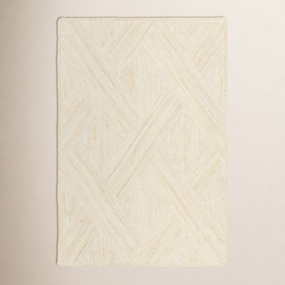 Lizbeth Cream Hand-Woven Geometric Jute Rug