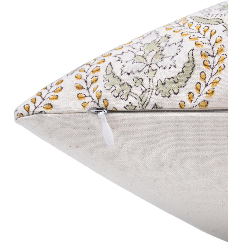 Coussin décoratif à motif de blocs de coton en tissu imprimé à la main Fab Divine - Amarbel, 18 po x 18 po