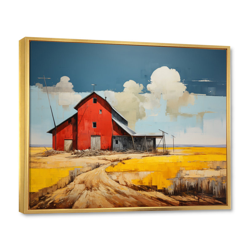 "Bewry Landscape Barns", impression sur toile, Cadre flottant doré, H 12 po x l 20 po x P 1 po