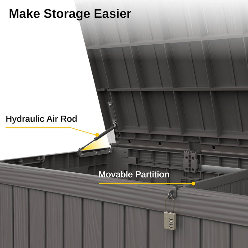 Gray Lockable 180 Gallon Plastic Deck Box