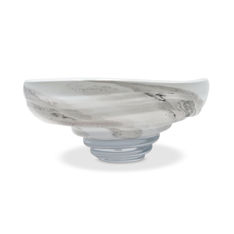 Centre de table en verre blanc 10,75 "avec coups noirs
