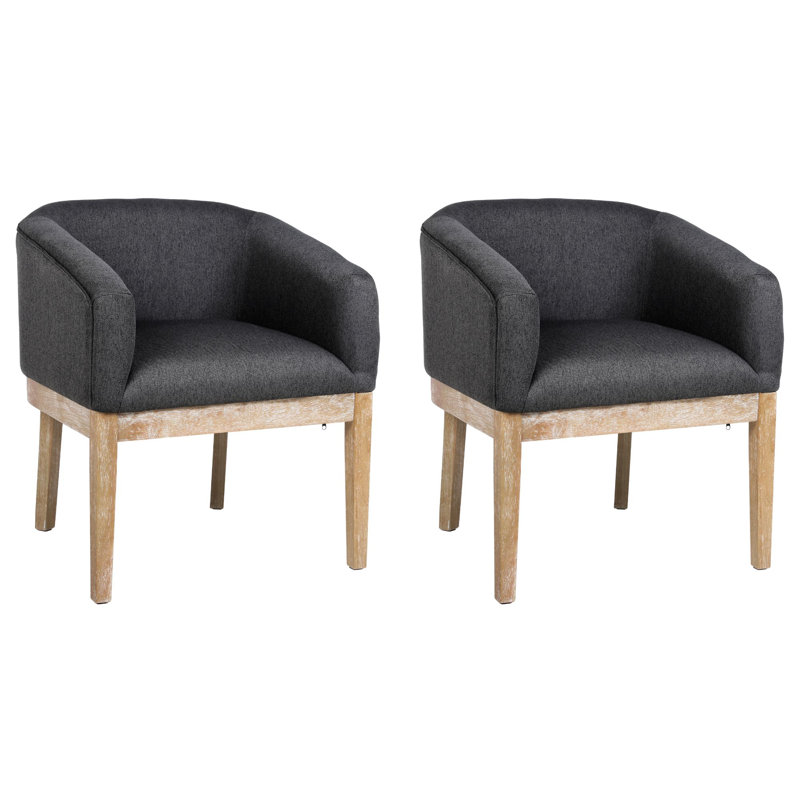 Mid-Century Dining Chair With Curved Backrest And Wood Legs, Dark Gray