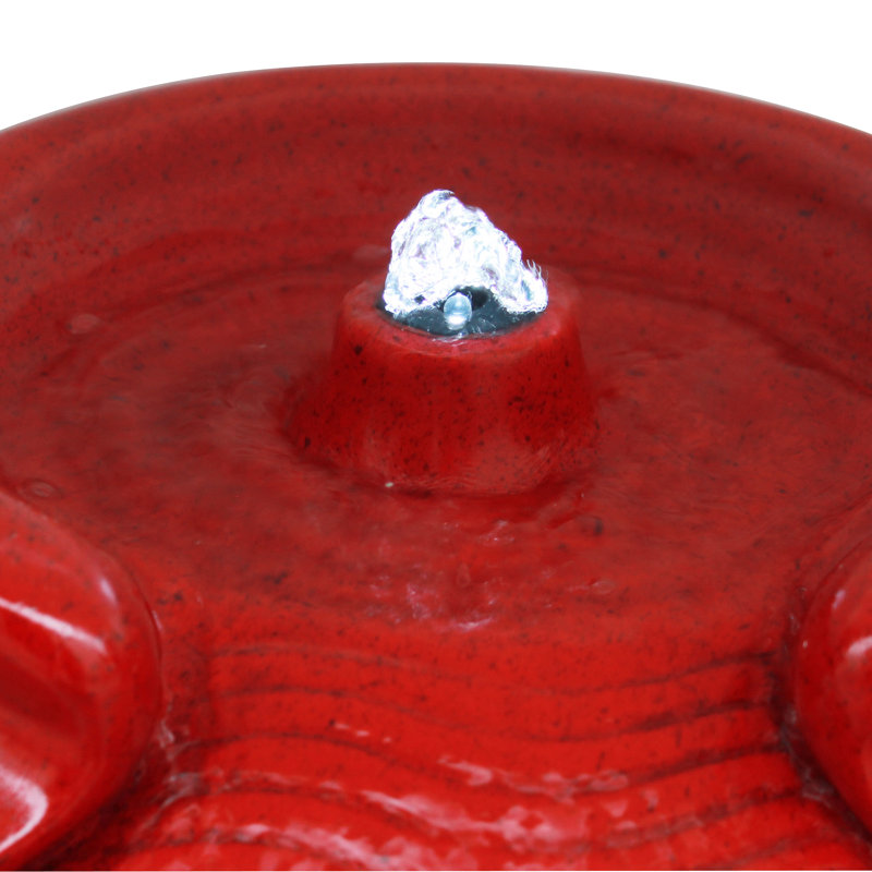 Hand Crafted Weather Resistant Floor Fountain with Light, Red
