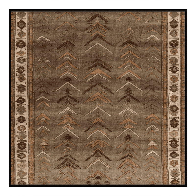 Tapis brun turc lavable à la machine, Carré 5 pi