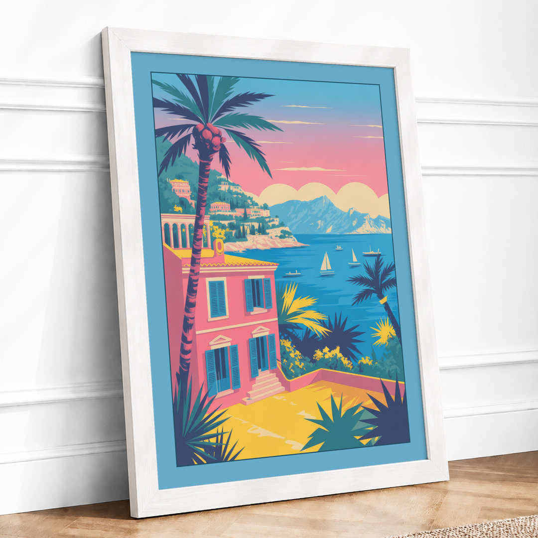 Pink Resort at Sunset Tropical - Framed Print