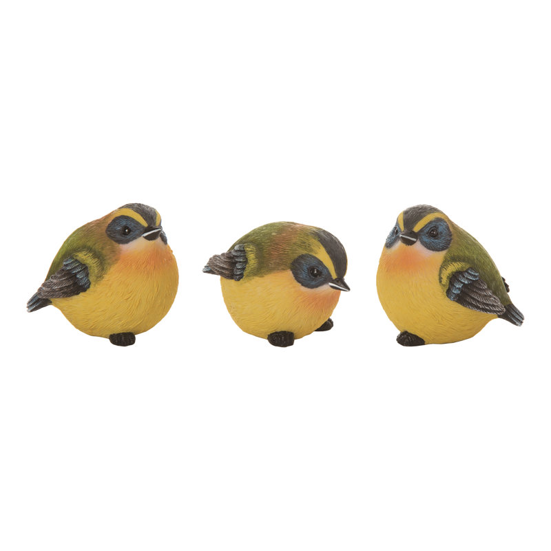 Ensemble de 3 figurines d'oiseaux en résine