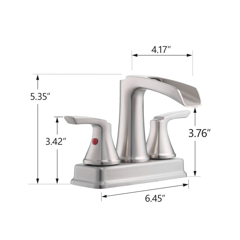 Robinet de salle de bain en nickel brossé - Robinet à cascade central de 4 pouces avec 2 poignées, bec pivotant à 360 degrés, lavabo à 3 trous, bonde escamotable