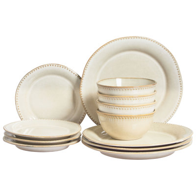 Set of 12 Dinnerware CHERVIL Stoneware Light