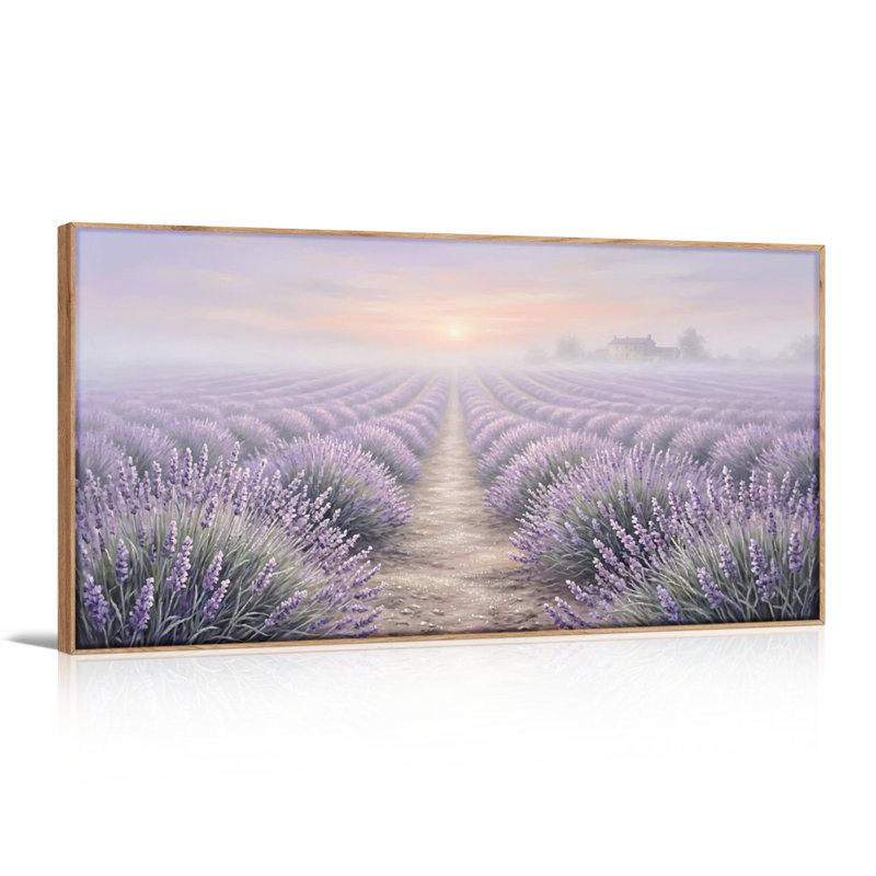 Ensemble de 1 tableau sur toile représentant un champ de lavande, L 40 po x H 20 po, Natural