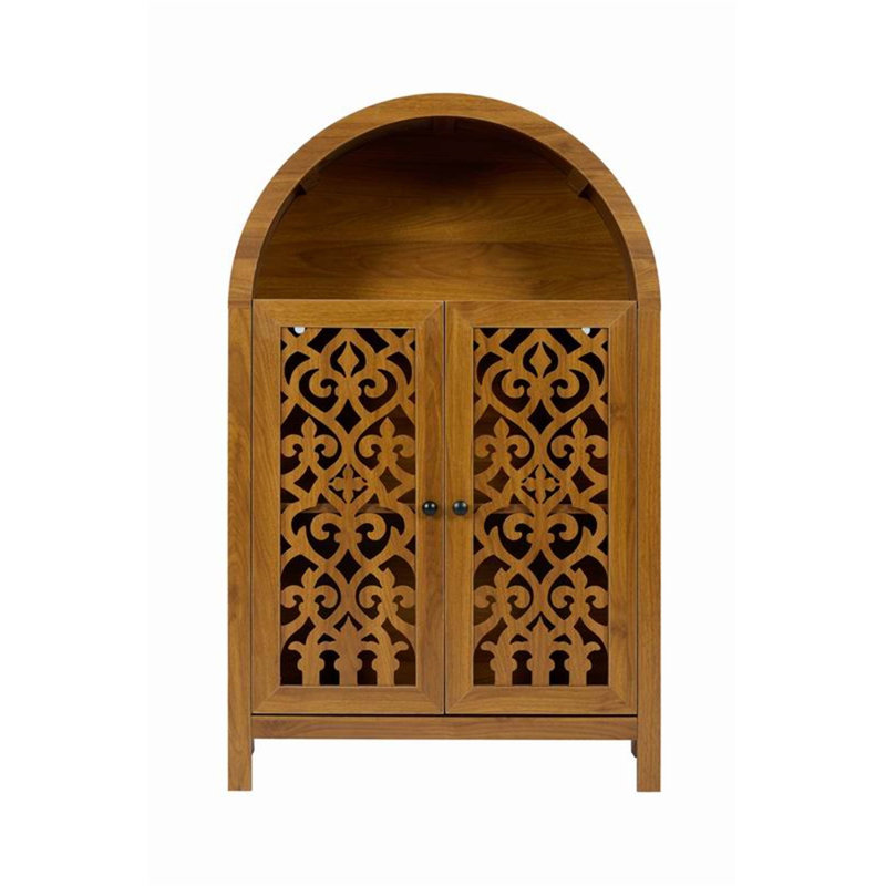 Armoire arquée sculptée à la main, rangement en bois massif avec tablette ouverte et 2 portes, grande décoration étroite pour le salon, la chambre à coucher et le vestibule