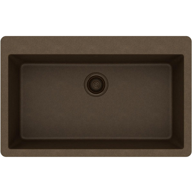 Quartz Classic 33" x 20-7/8" x 9-7/16" Drop-in Mount Kitchen Sink, Mocha