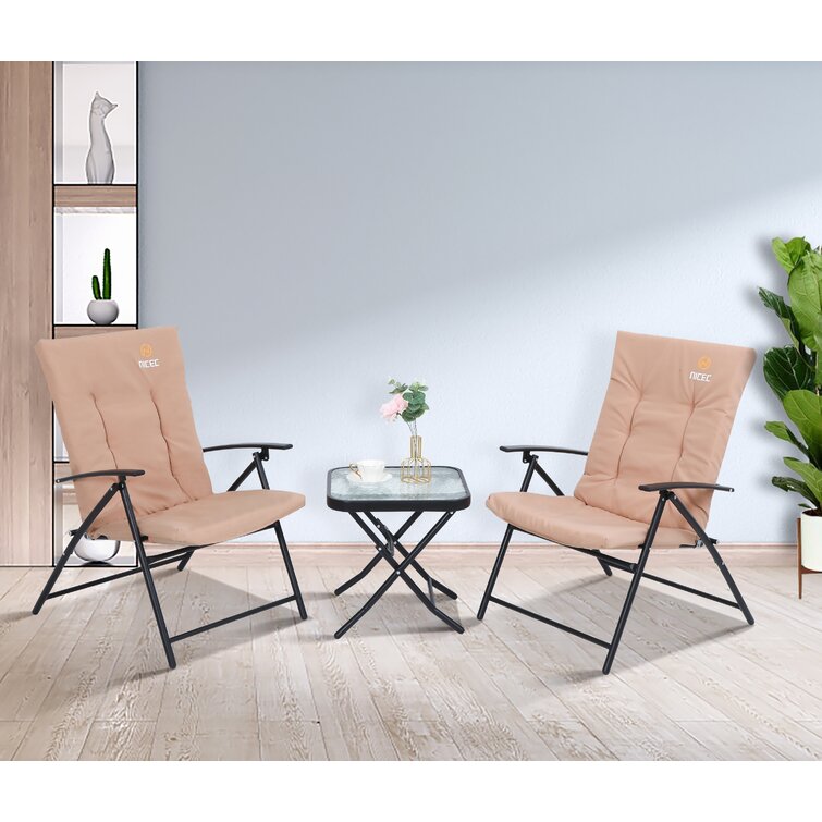 Set de table d'exterieur et 2 chaises pliantes en aluminium Laver