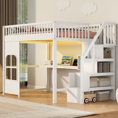 Lit mezzanine avec DEL, USB et fenêtre