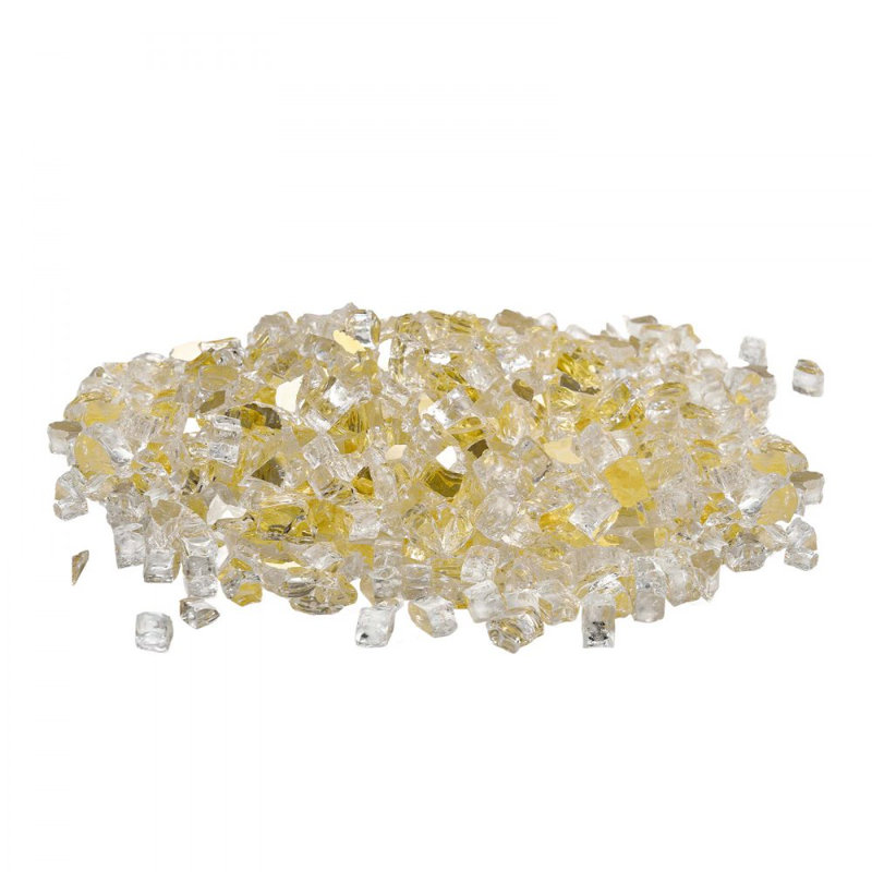 Roches de foyer en verre 10 po pour foyer d'extérieur 10 lb, Doré, H 3,74 po x l 11,10 po x P 9,02 po