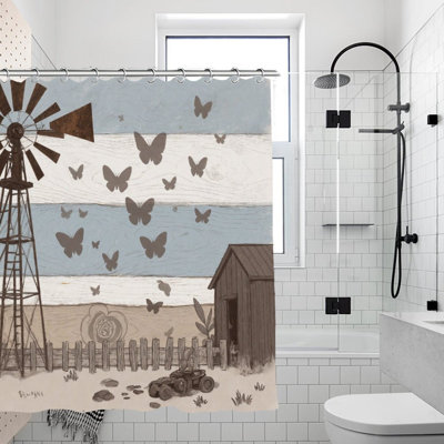 Rideaux de douche Rustic Windmill Butterfly, 71 x 71