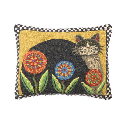  Penny Flower Cat Wool Lumbar Pillow